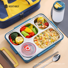 High Capacity 1500ml Japanese Lunch Box For Kids 18/8 Stainless Steel Bento Box With Tableware Bag Food Container Box